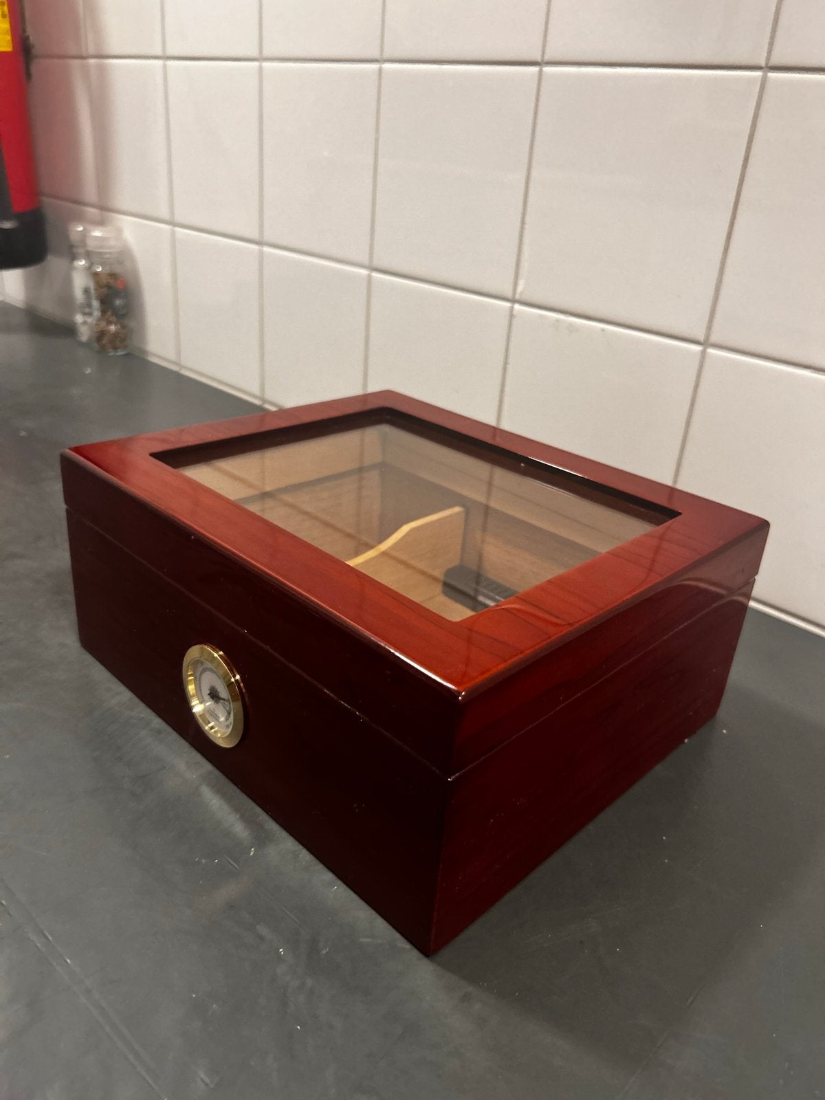 Prachtige Houten Humidor met Hygrometer, Ophalen, Zo goed als nieuw, Overige typen