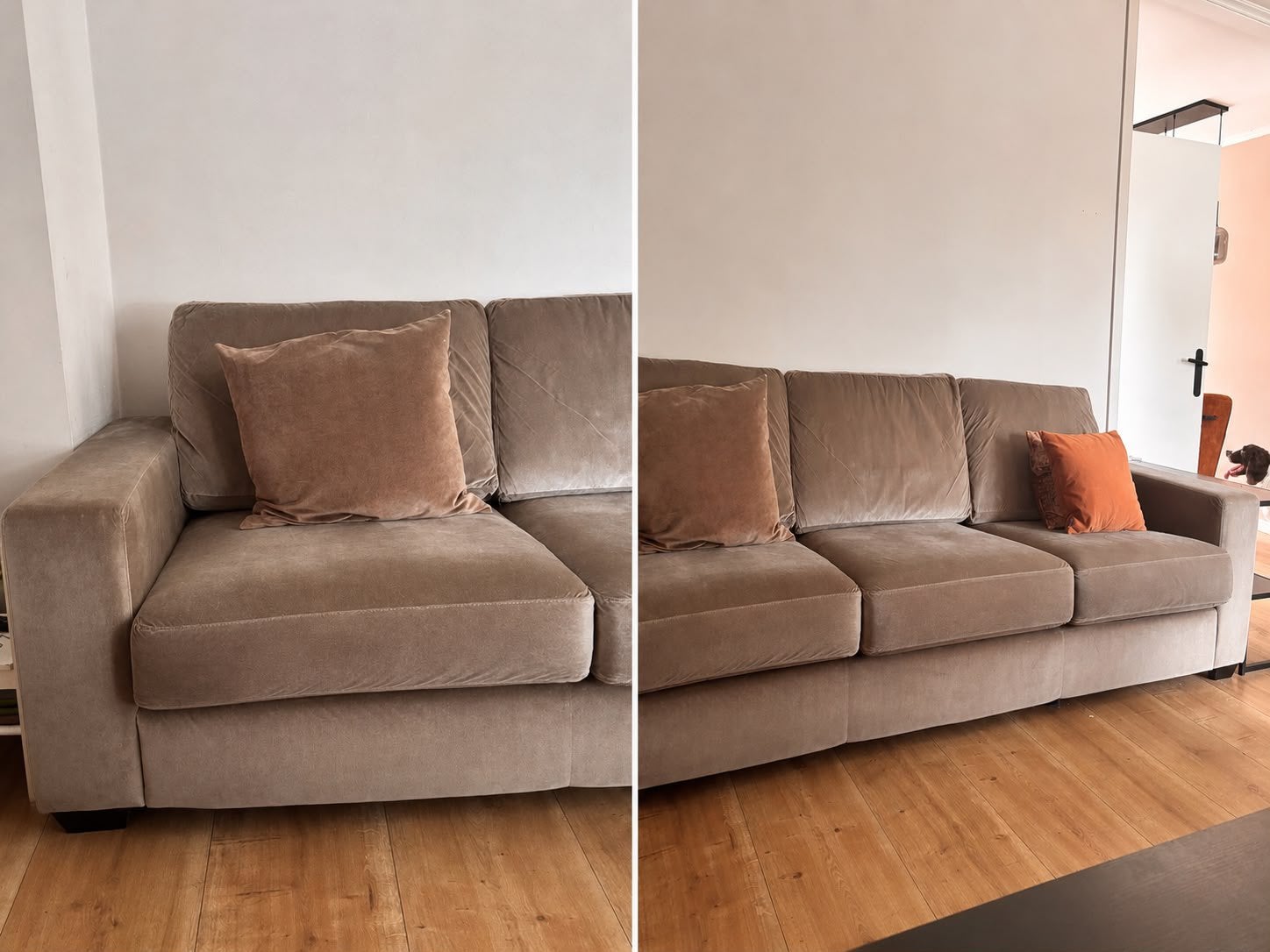 bank van velvet stof - 2.80m breed, Huis en Inrichting, Banken | Bankstellen, Ophalen, 250 tot 300 cm, Gebruikt, 75 tot 100 cm