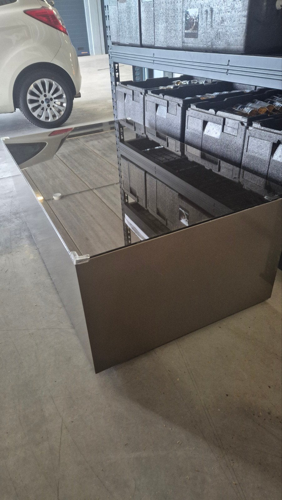 Eric Kuster Stijl Salontafel 120x70 cm Zwevend Taupe, Huis en Inrichting, Tafels | Salontafels, Ophalen, Gebruikt, 100 tot 150 cm