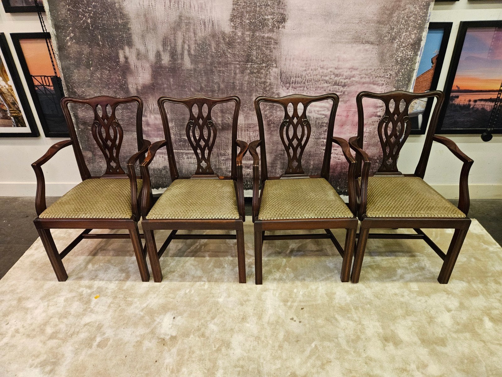Vintage Mahonie Chippendale Armstoel - Eetkamerstoel, Antiek en Kunst, Antiek | Meubels | Stoelen en Banken, Ophalen