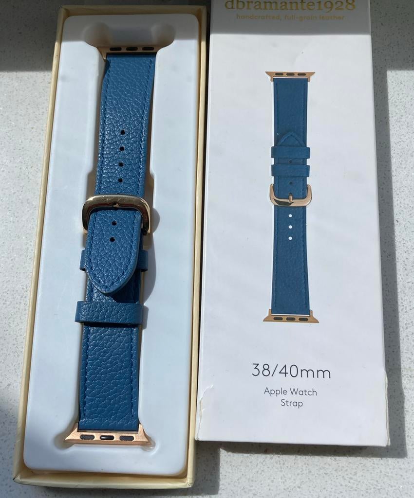 Dbramante1928 Leren Horlogebandje iwatch, Blauw (Full Grain), Ophalen of Verzenden, Zo goed als nieuw, Blauw, IOS