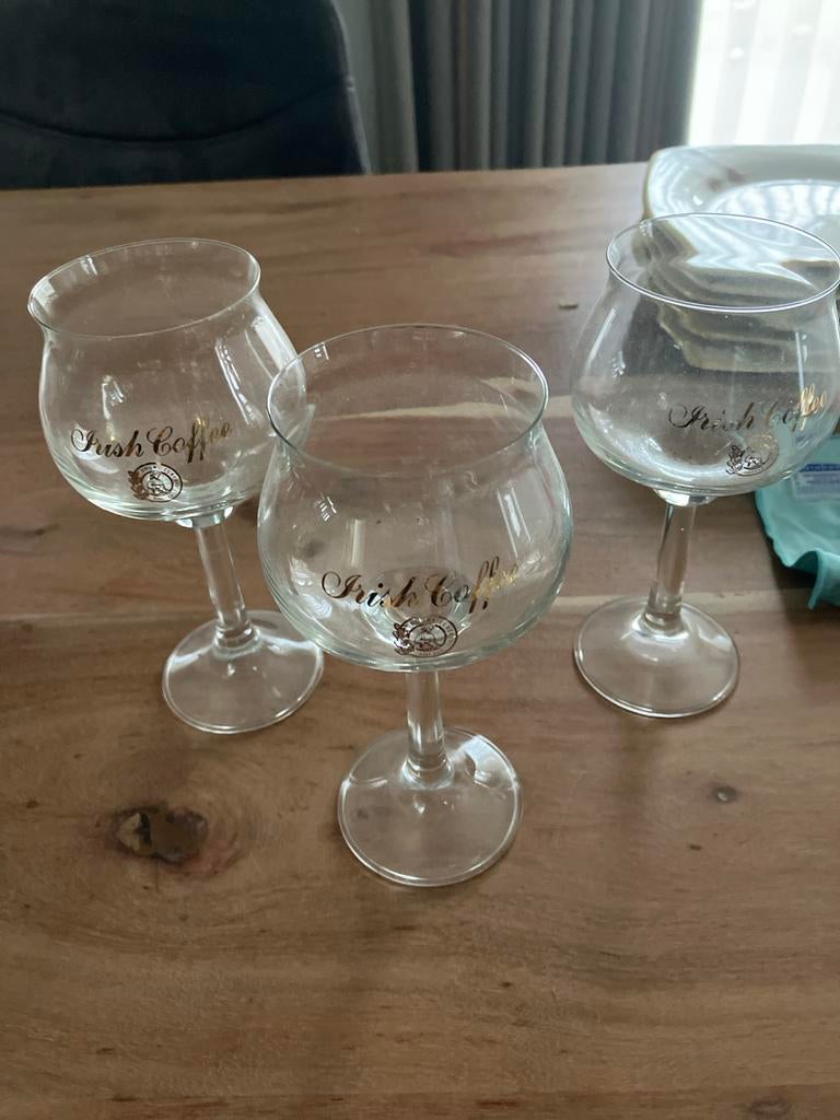 Set van 3 Irish Coffee glazen, Overige typen, Ophalen, Gebruikt, Glas