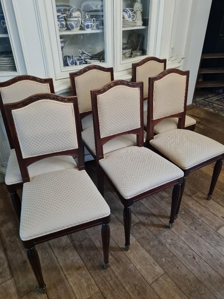 6 antieke Empire eetkamer stoelen, Ophalen