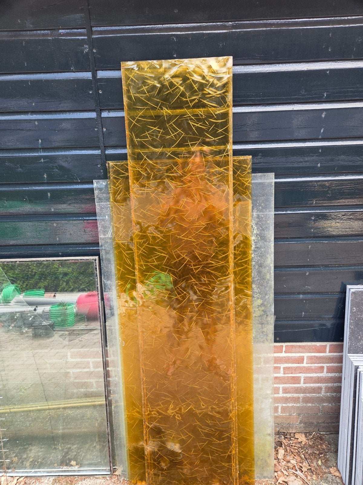 4 stukken geel glas, Ophalen, Minder dan 80 cm, Glasplaat, Minder dan 80 cm