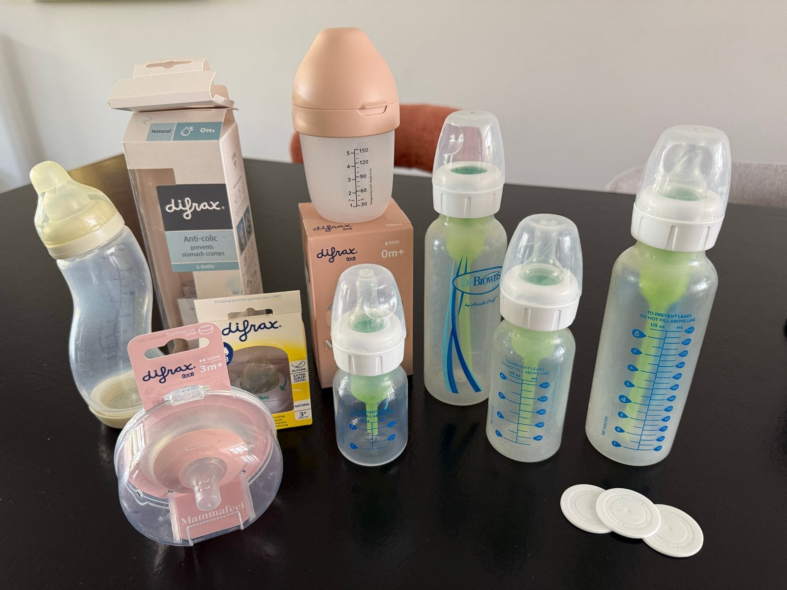 Difrax en Dr. Brown's Flessen en Spenen Set, Difrax, Gebruikt, Ophalen of Verzenden, Inclusief flessen