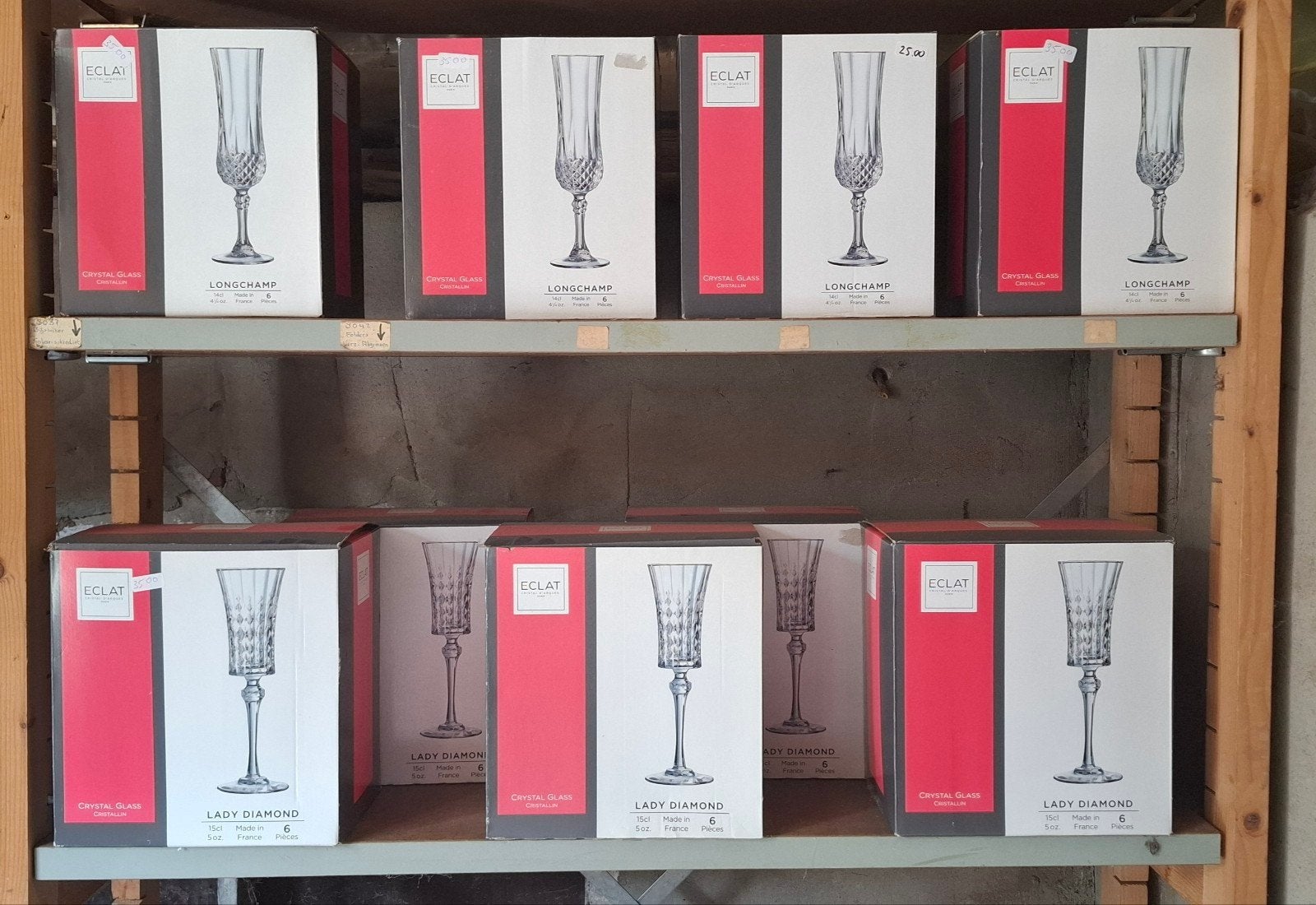 ECLAT cristal champage glazen 14 en 15 cl doosje van 6 stuks, Ophalen of Verzenden, Nieuw, Overige typen