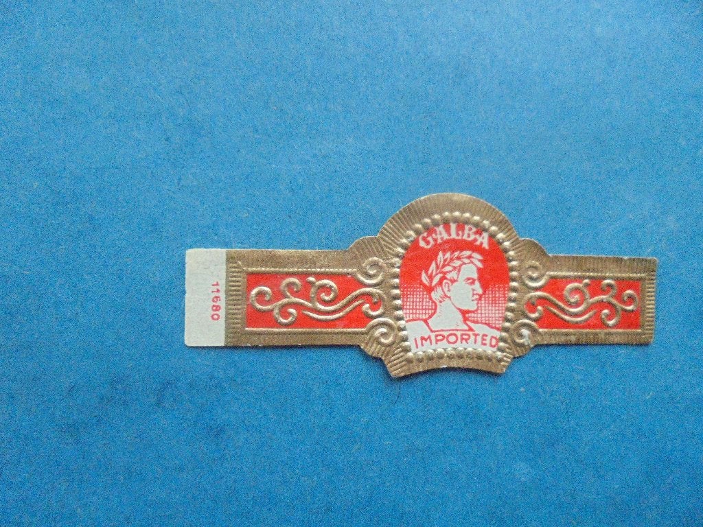 Oude sigarenband Keizer Galba met nr. 11680, Ophalen of Verzenden, Zo goed als nieuw, Sigarenbandjes