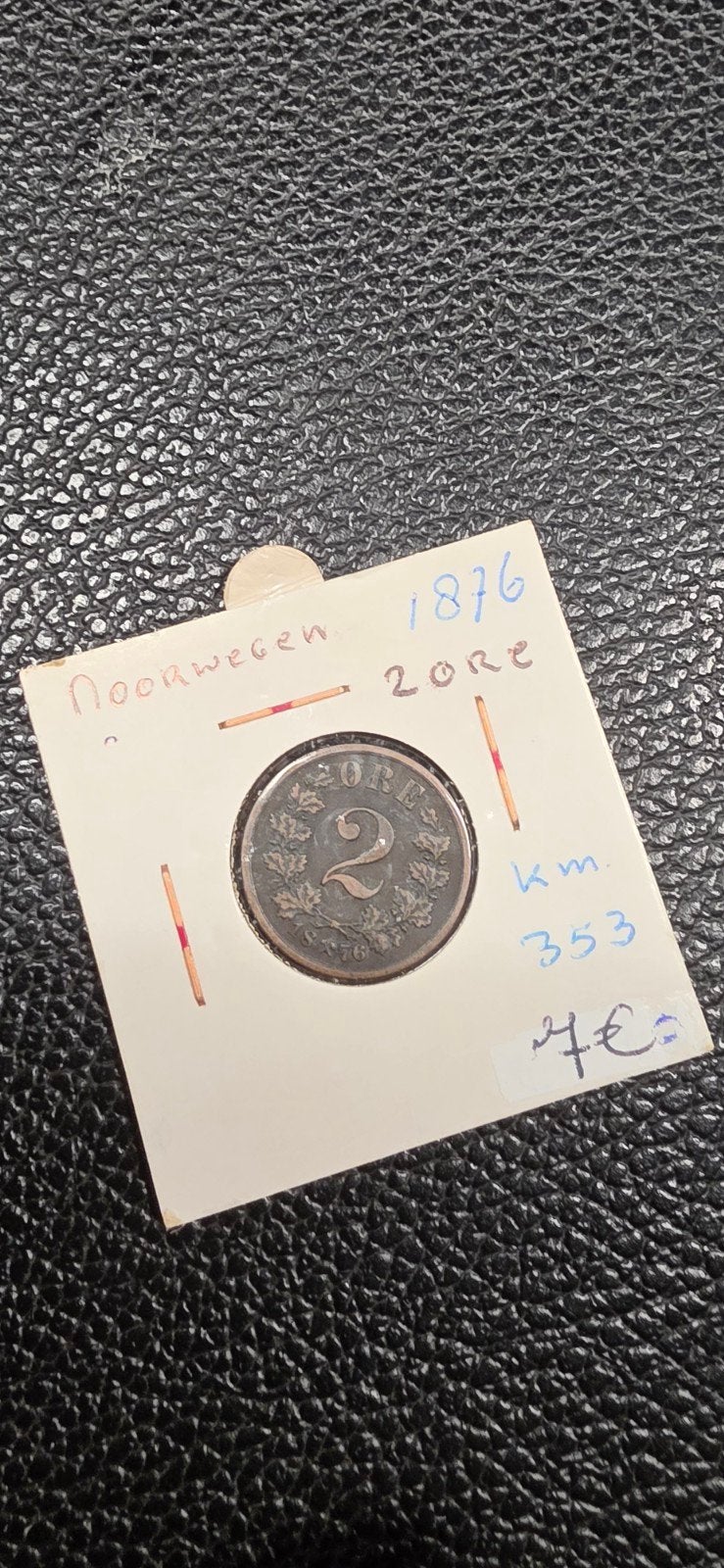 Noorwegen 2 ore 1876, Ophalen of Verzenden, Overige landen