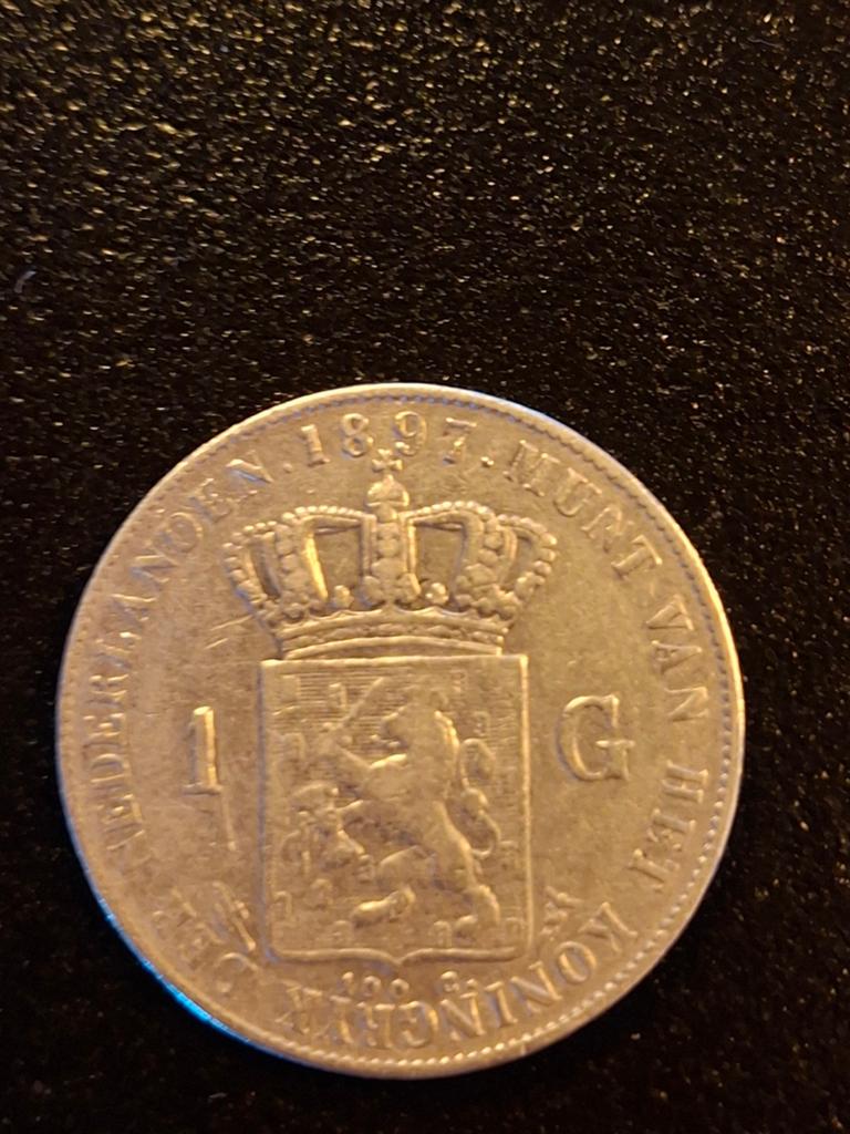 1 gulden 1897 Wilhelmina lang haar., Ophalen of Verzenden, Koningin Wilhelmina, 1 gulden