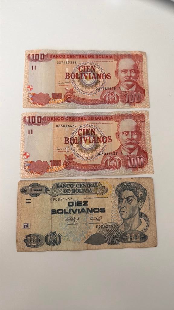 Geld biljetten Bolivia 100 en 10 Bolivianos, Postzegels en Munten, Bankbiljetten | Amerika, Ophalen, Zuid-Amerika