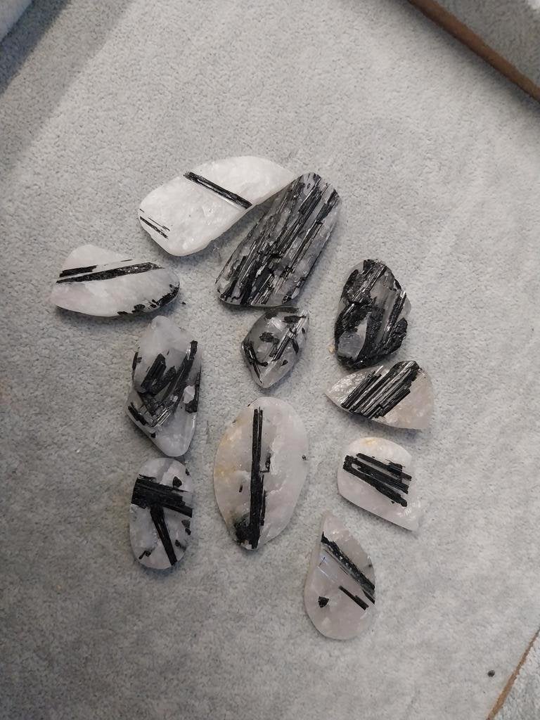 Tourmalijn kwarts druzy cabochons, Sieraden, Tassen en Uiterlijk, Edelstenen, Ophalen of Verzenden, Zo goed als nieuw
