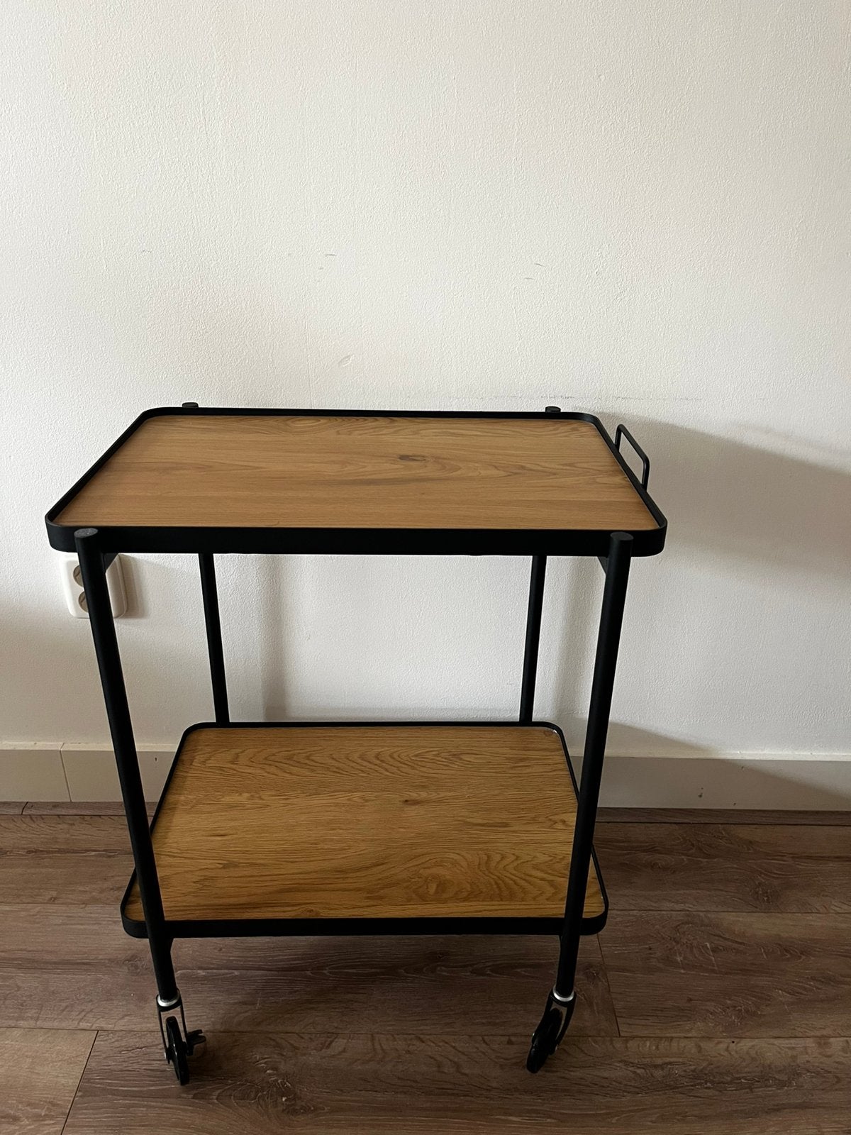 Trolley eikenhout/zwart - 69cm/55,5cm/40cm - zgan, Ophalen, 50 tot 100 cm, Eikenhout, Zo goed als nieuw