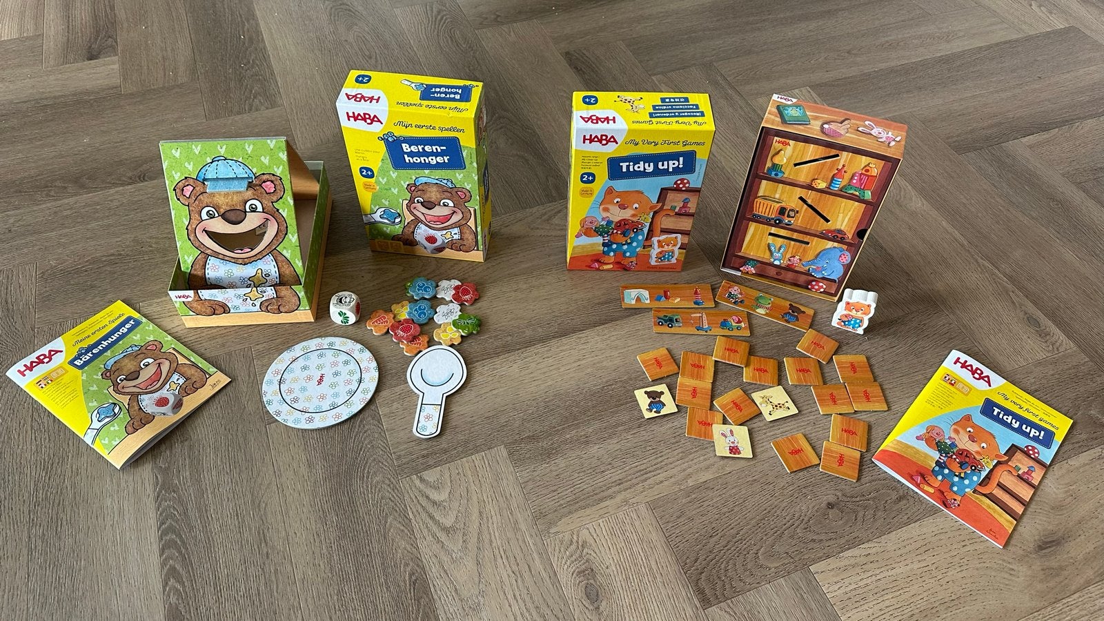 Haba Tidy Up! en Berenhonger spellen (2+ jaar) - Nieuw, Hobby en Vrije tijd, Gezelschapsspellen | Bordspellen, Ophalen of Verzenden