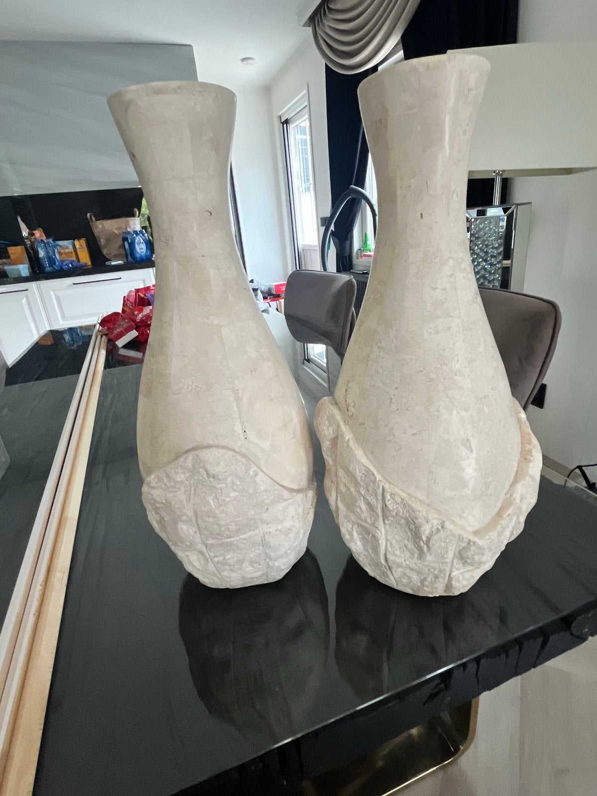 Set van 2 marmeren vazen - Decoratieve kunst, Ophalen of Verzenden