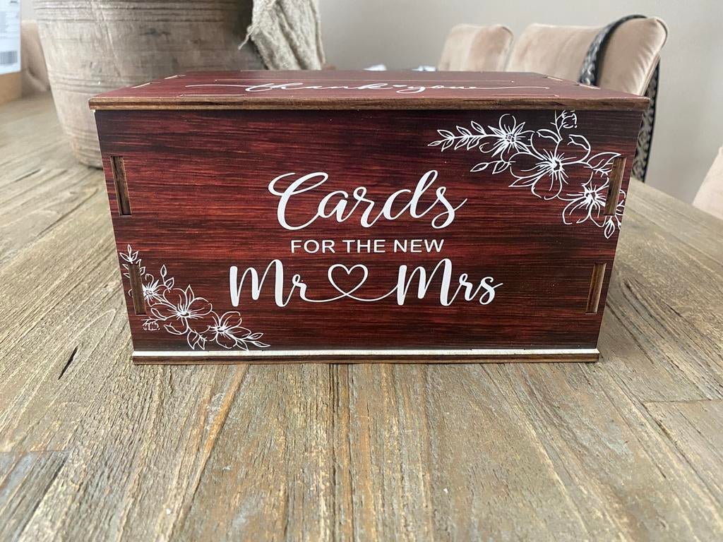 Kaarten doos bruiloft bedankt mr & mrs, Ophalen, Zo goed als nieuw, Versiering, Geboorte of Huwelijk