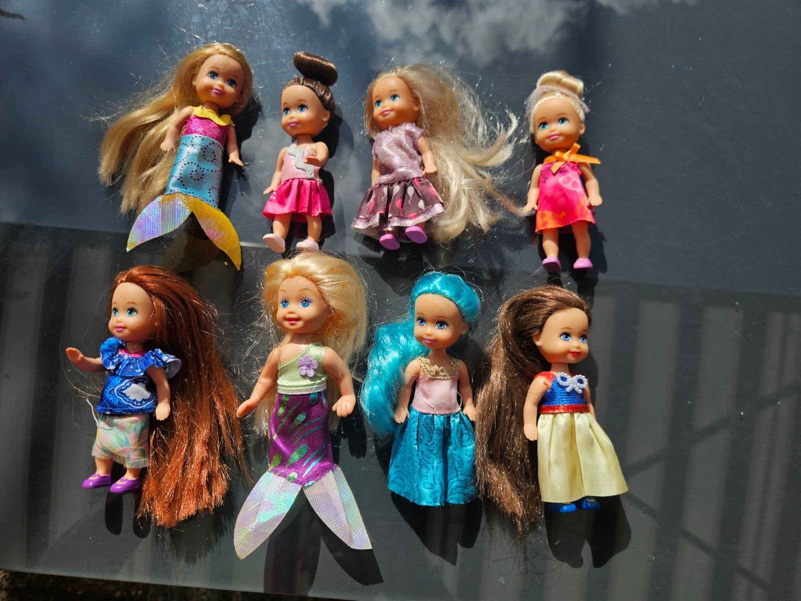 Set van 8 kleine speelpoppetjes - diverse types, Kinderen en Baby's, Speelgoed | Poppen, Ophalen of Verzenden, Gebruikt, Overige typen