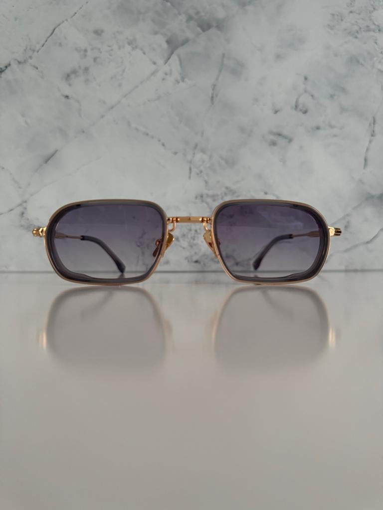 John Dalia Martin C153 Gouden frame Grijzen glazen, Overige merken, Zonnebril, Zwart, Nieuw