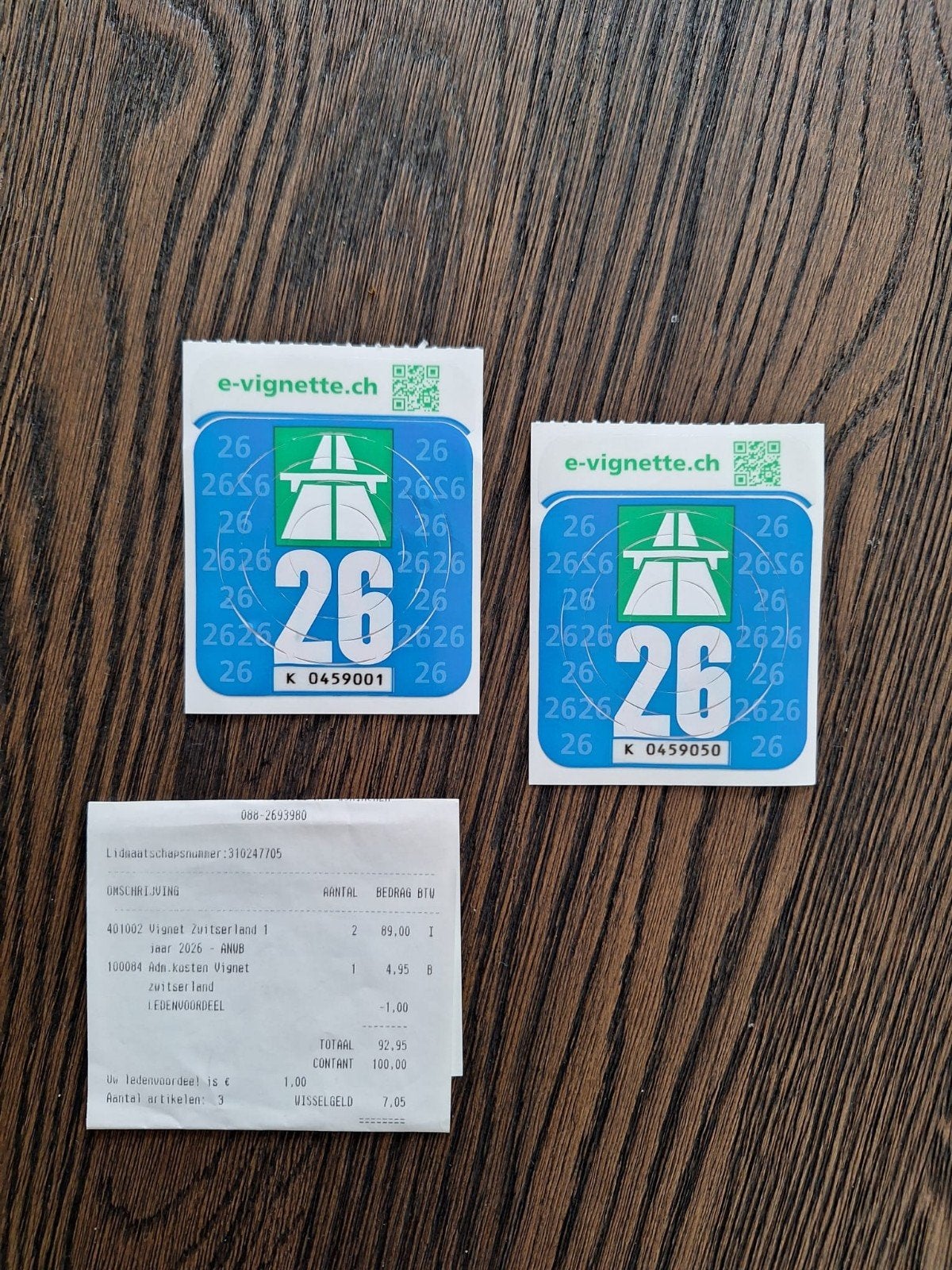 2 Vignets Zwitserland met Bon! Geldig t/m 31-01-2027!, Tickets en Kaartjes, Autovignetten, Eén persoon