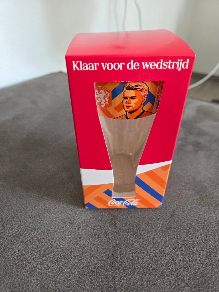 Coca cola wk glazen Matthijs de ligt, Verzamelen, Ophalen of Verzenden, Nieuw, Frisdrankglas