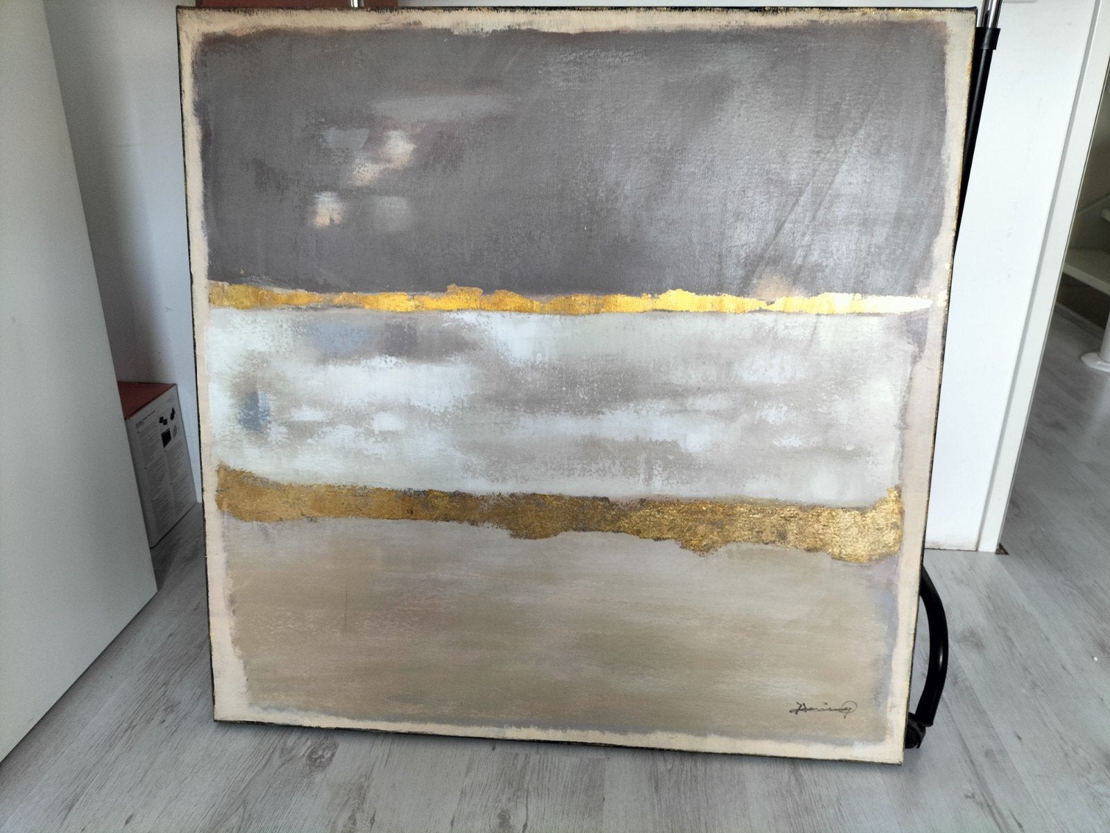 Abstract schilderij met goudaccenten, Antiek en Kunst, Ophalen