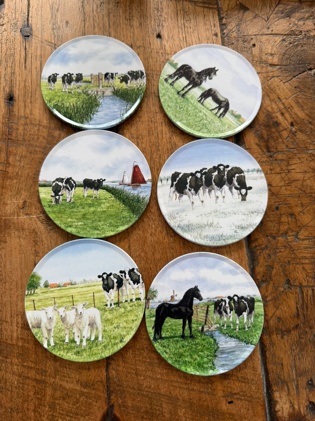 Wiebe v d zee onderzetters 6 koe/paard/lam, Glasonderzetter, Ophalen of Verzenden, Zo goed als nieuw, Meerkleurig
