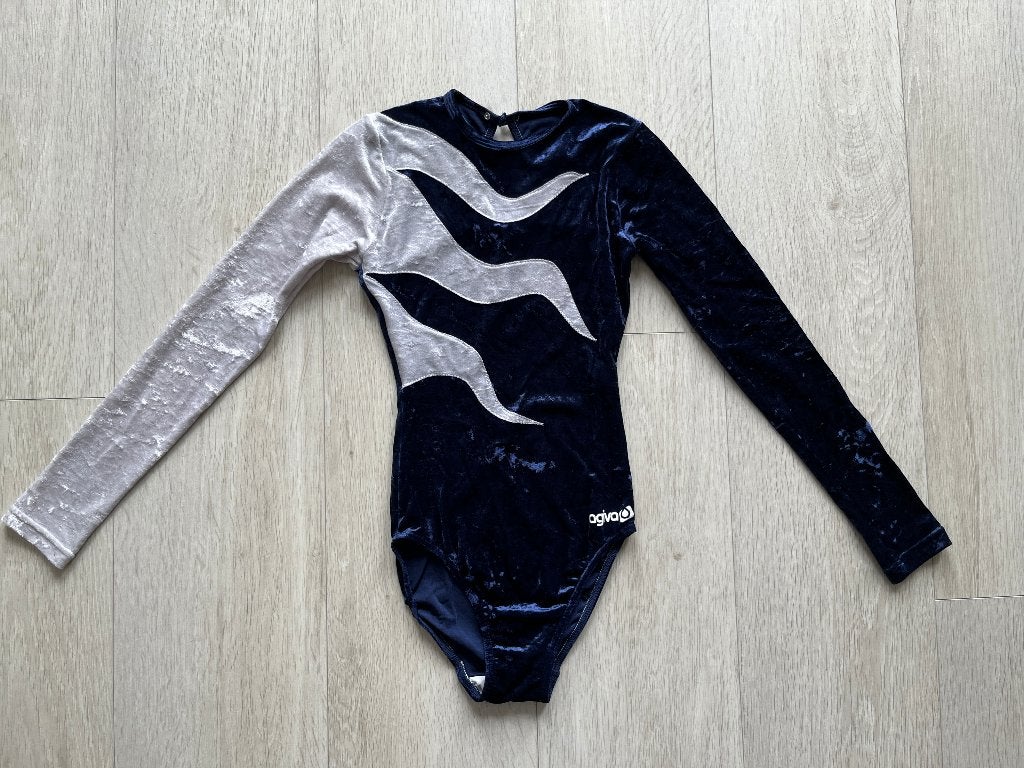 ** ZGAN Agiva Gympakje Turnpakje Velours Turnpak Mt. 164 **, Sport en Fitness, Blauw, Ophalen of Verzenden, Zo goed als nieuw