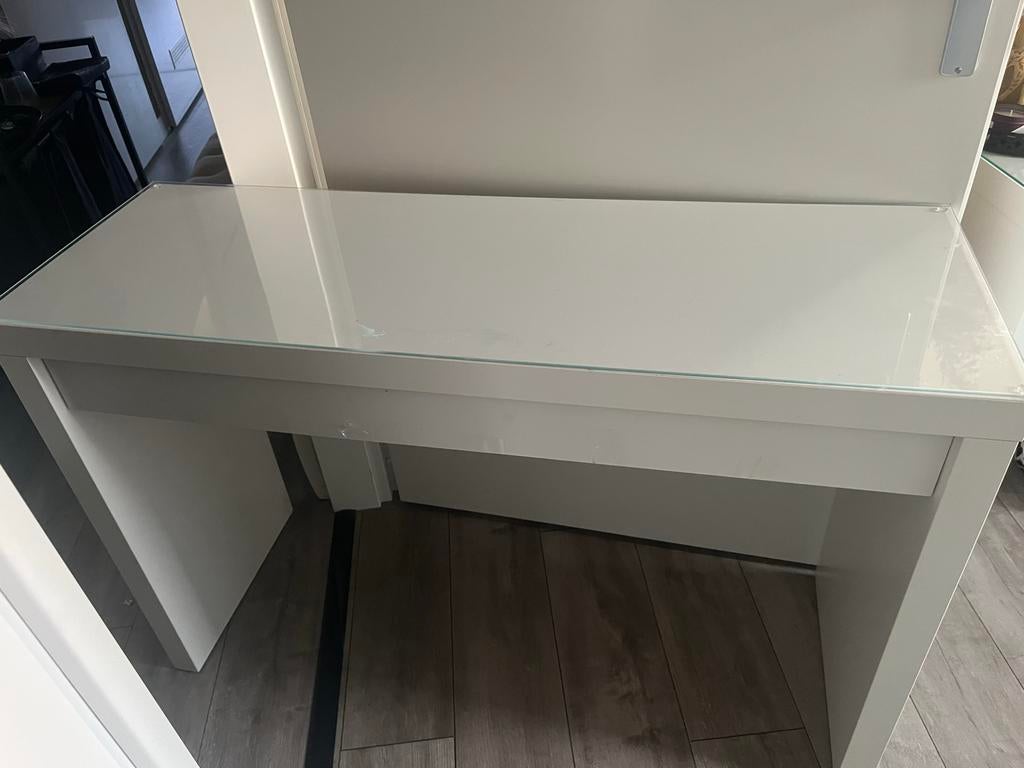 Ikea Malm Kaptafel 120x41 met glasplaat, Ophalen, Gebruikt, Scandinavisch