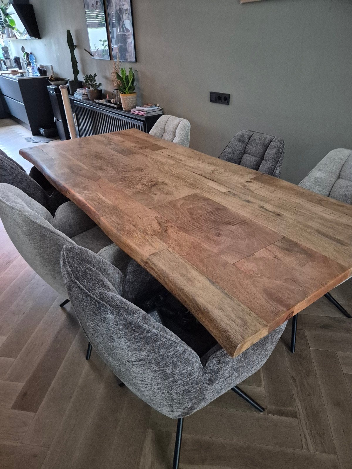 Massief houten mango eettafel 220x100 met Spinnenpoot, Huis en Inrichting, Tafels | Eettafels, 100 tot 150 cm, 200 cm of meer