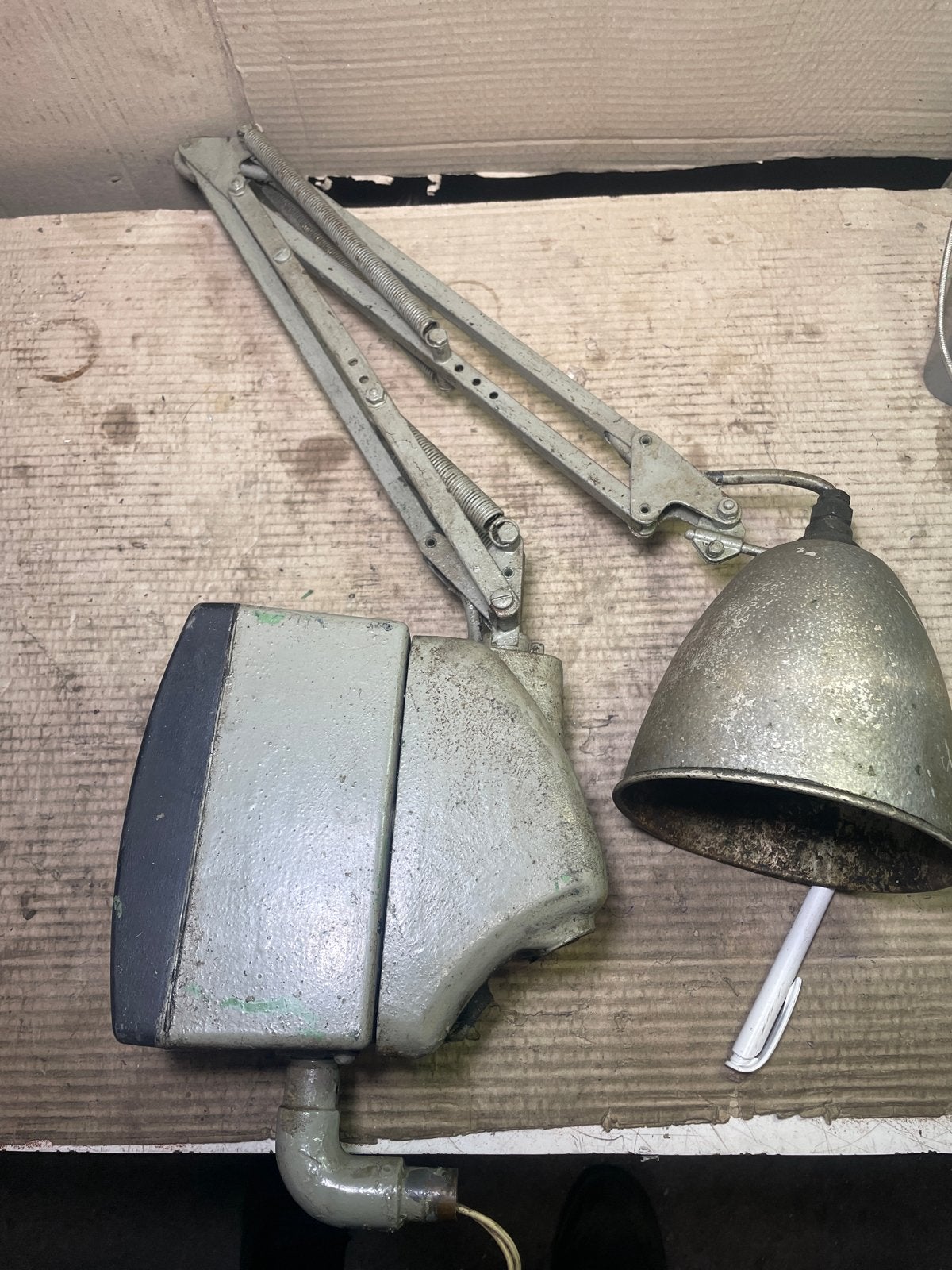 Vintage Industriële Scharnierarm Lamp met Transformator, Ophalen