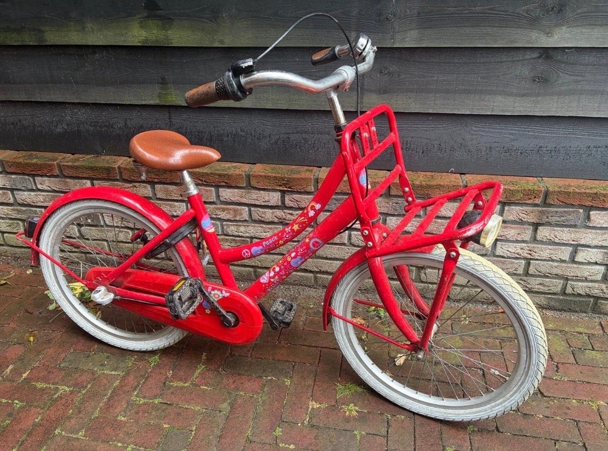 20 inch Omafiets Rood m Meisjes 6+ Bike Fun Kids 3 Versn., Ophalen of Verzenden, Gebruikt, 20 inch, Versnellingen