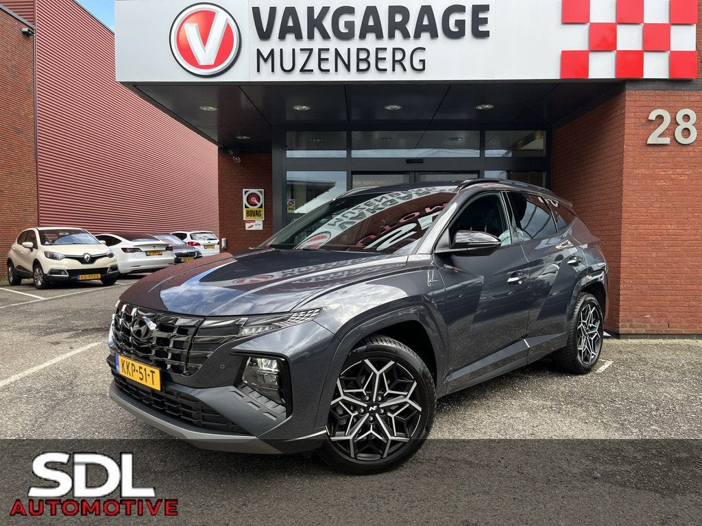 Hyundai Tucson 1.6 T-GDI HEV N Line 4WD // KEYLESS // LEDER-, Auto's, Hyundai, Gebruikt, Zwart, 4 cilinders, Overige brandstoffen