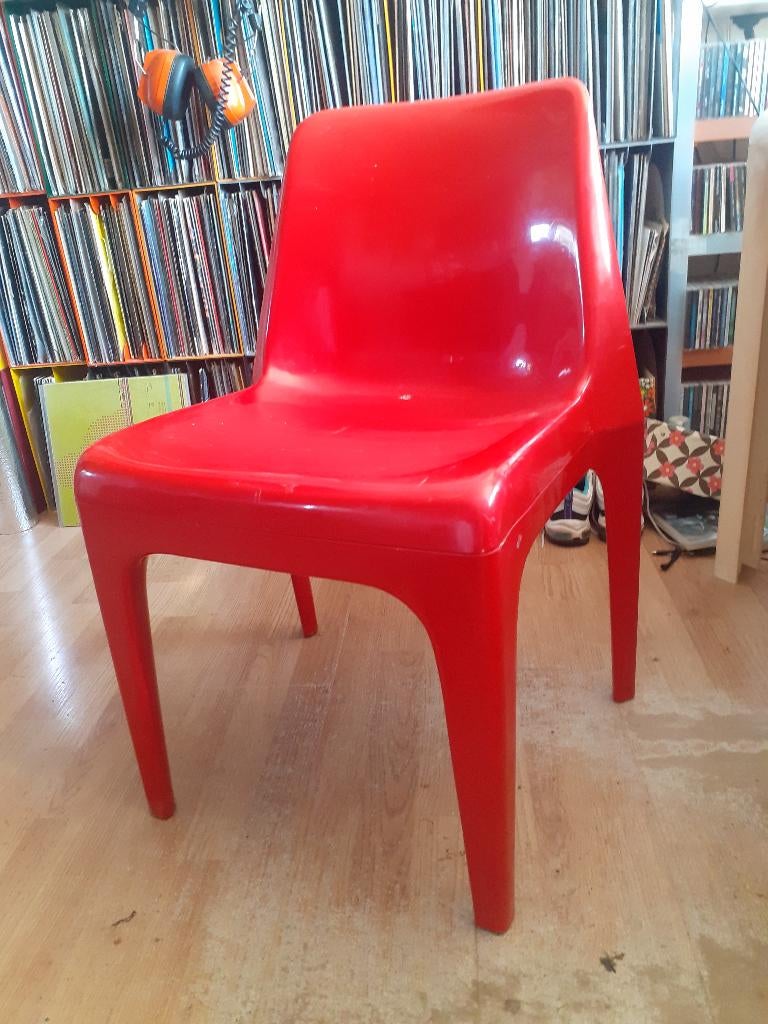 rood kunststof design stoel Schröder & Henzelmann retro, Kunststof, Gebruikt, Schröder & Henzelmann, ?