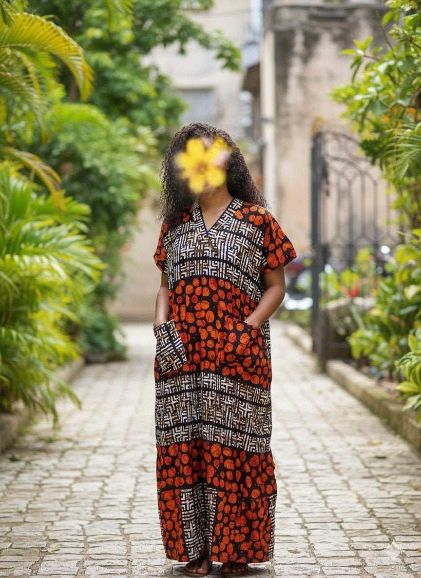 Afrikaanse jurk, Kleding | Dames, Ophalen of Verzenden, Zo goed als nieuw, Maat 46/48 (XL) of groter, Onder de knie