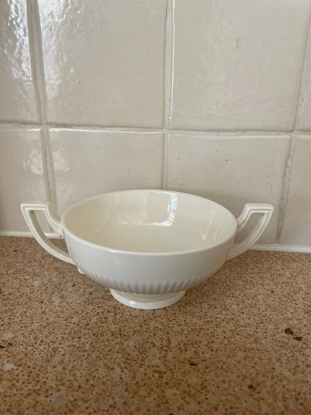 Royal Creamware Recamier soepkom met schotel, Ophalen, Overige merken, Zo goed als nieuw, Kom(men)