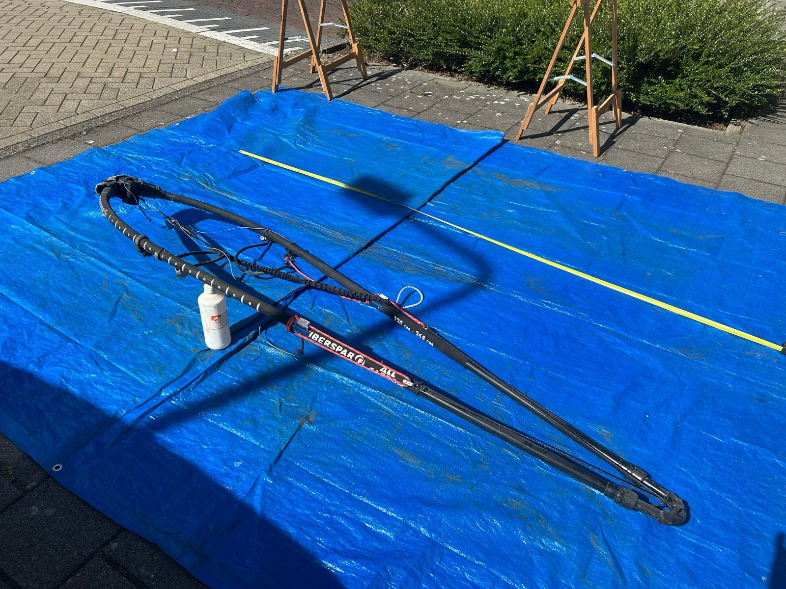 Fiberspar full carbon giek 220-268cm, Gebruikt, Met ophaalkoord, Ophalen, Giek