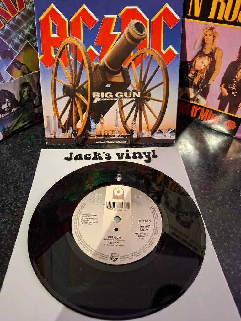 AC/DC - Big Gun (Single) - 1993, Cd's en Dvd's, Vinyl | Rock, Zo goed als nieuw, Beschermende buitenhoes, Fotohoes, Originele persing