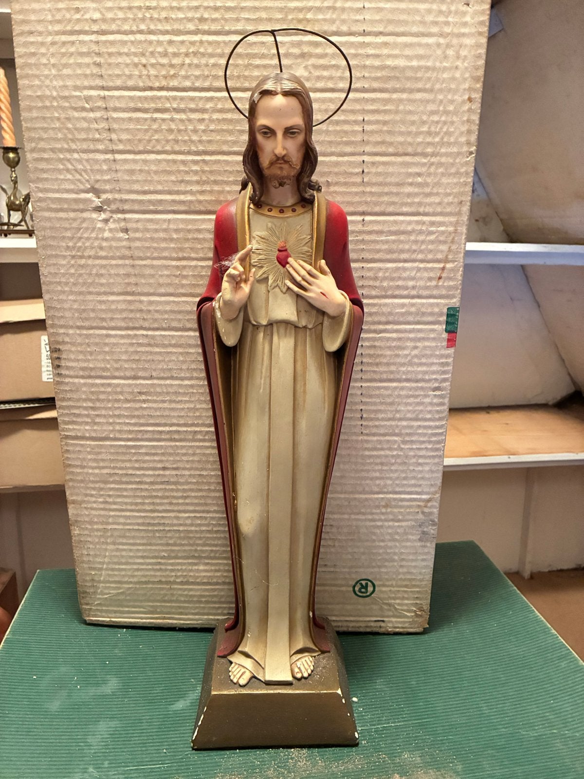 Vintage Heilig Hart Jezus beeld - 55 cm, Ophalen