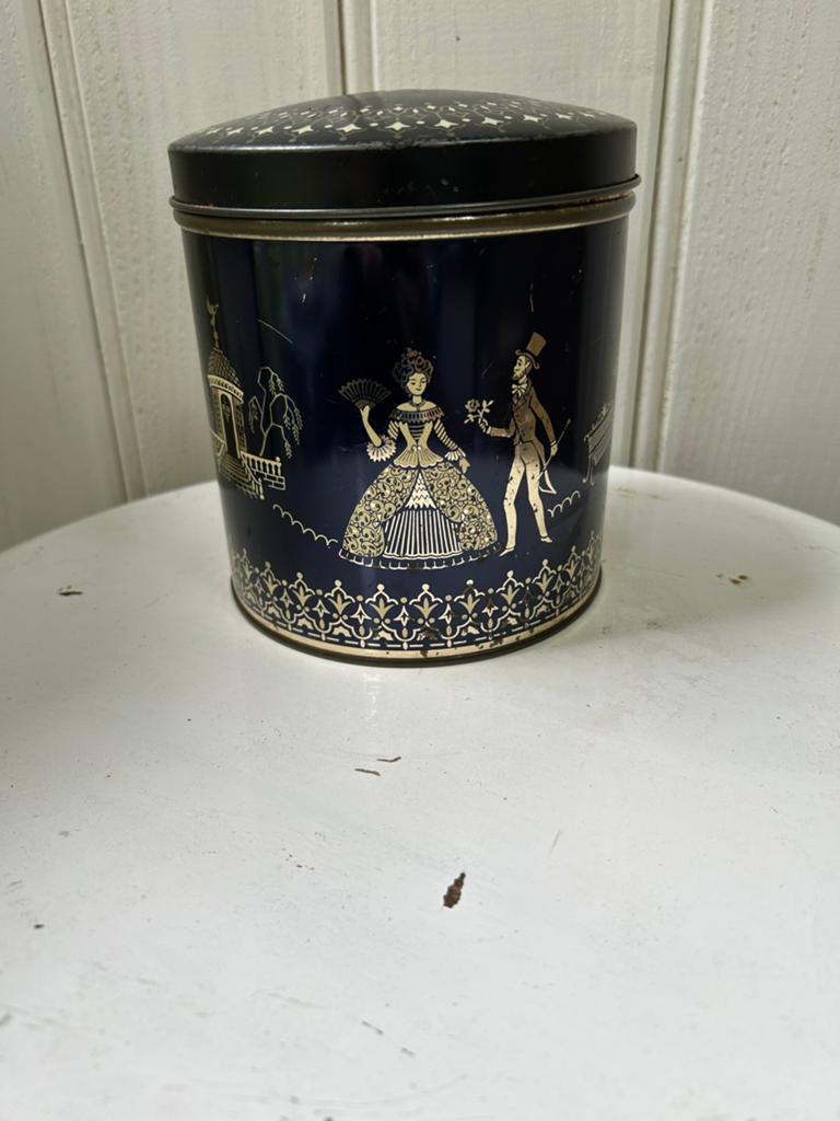 Oud blik met romantisch tafereel, Verzamelen, Blikken, Ophalen of Verzenden, Gebruikt, Overige