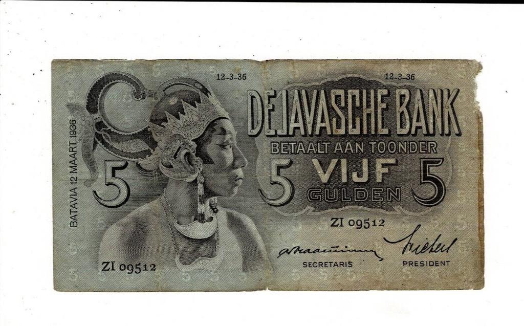 Nederlandsch Indië 5 gulden 1936, Verzenden