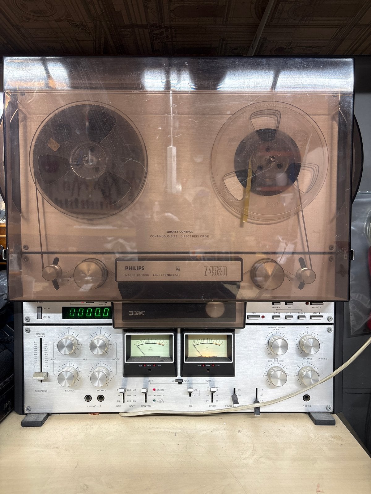 Philips N4520 Bandrecorder met stofkap en banden, T, Ophalen of Verzenden, Met stofkap, H