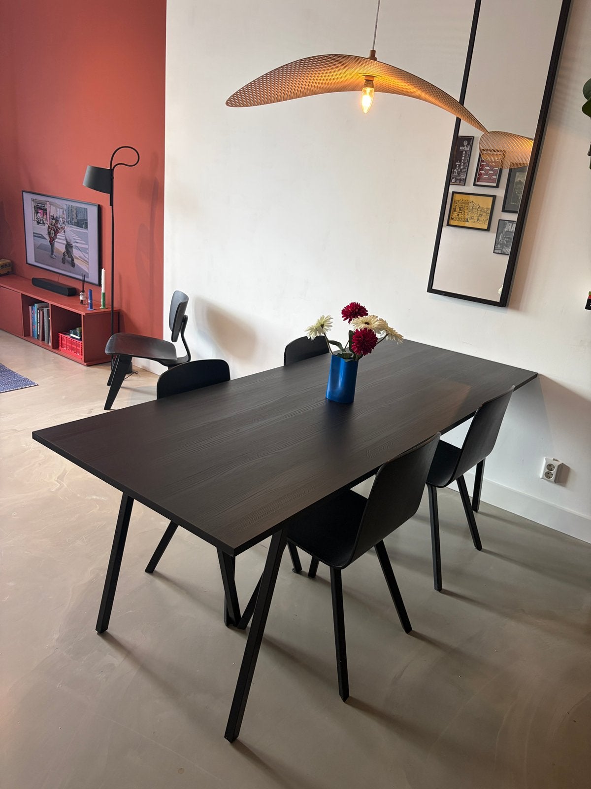 Hay loop eettafel zwart fineer 210cm, Ophalen, 200 cm of meer, 50 tot 100 cm, Zo goed als nieuw