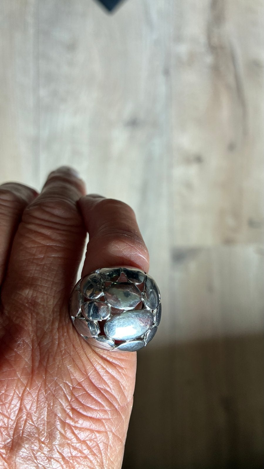Zilverkleurige ring in stijl van John Hardy 20 mm, Overige materialen, Gebruikt, 19 tot 20, Ophalen of Verzenden