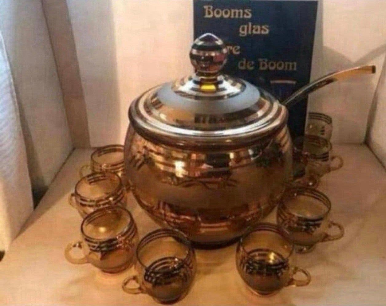 Booms , Antieke Bowlset , 10 delig gouden banden ja.’60, Antiek en Kunst, Ophalen of Verzenden