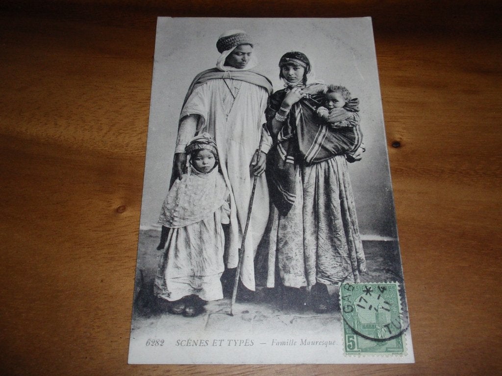 Mauresque  familie Arabie Afrika Etnografie Scenes et Types, Verzamelen, Ansichtkaarten | Themakaarten, Verzenden, Voor 1920, Gelopen