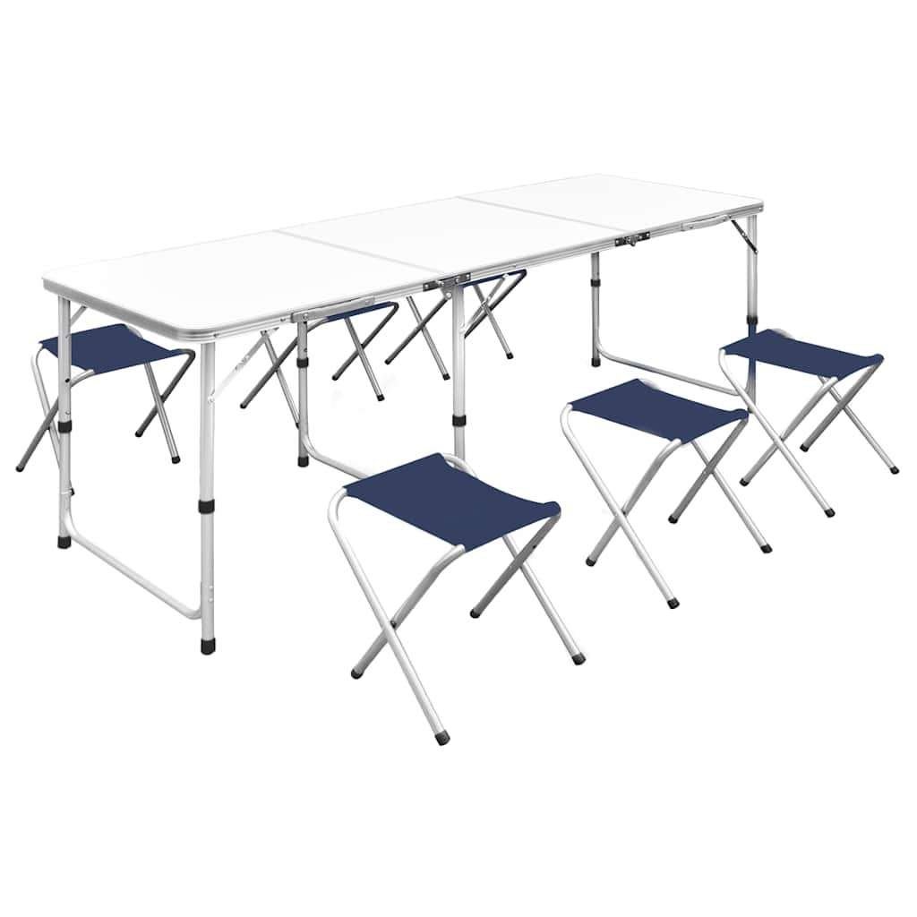 Campingtafel + 6 krukken tafelset aluminium GRATIS BEZORGD!, Caravans en Kamperen, Kampeermeubelen, Campingtafel, Verzenden, Nieuw