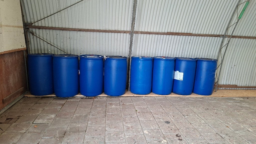 Blauwe vaten 200 Liter, Tuin en Terras, 150 liter of meer, Ophalen, Gebruikt, Kunststof