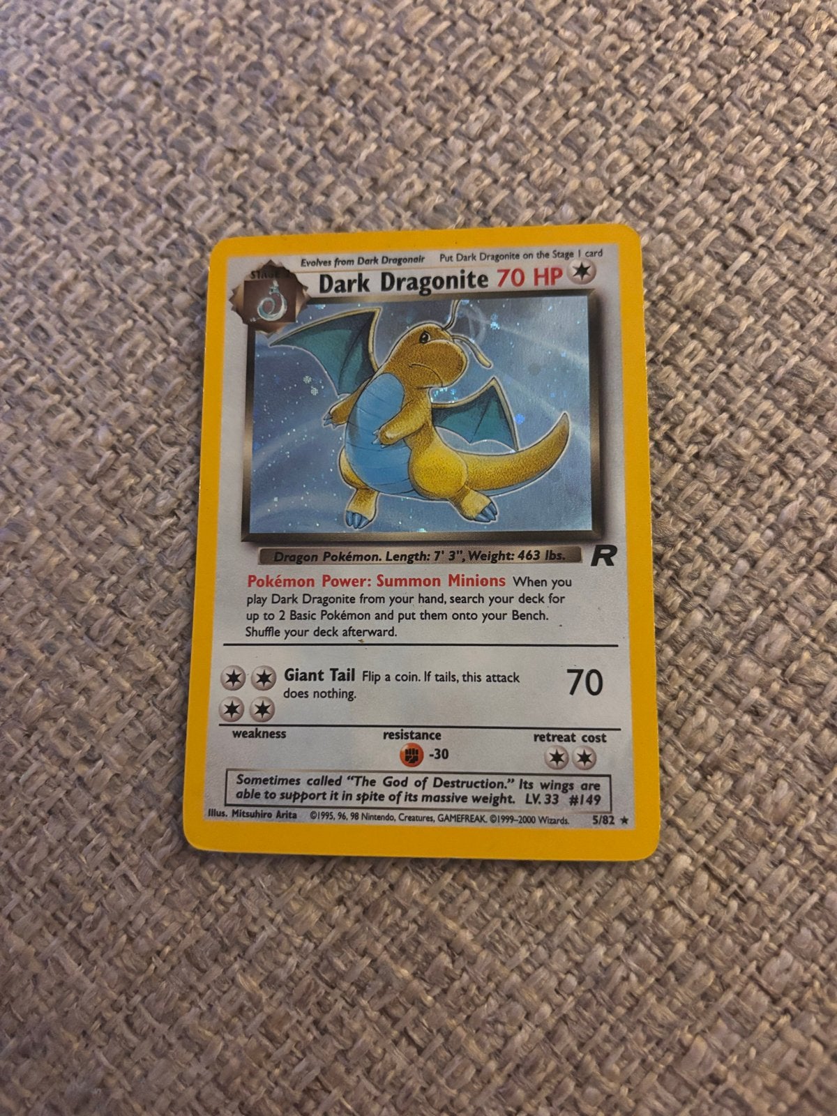 Pokémon Dark Dragonite kaart, Ophalen of Verzenden, Gebruikt, Losse kaart