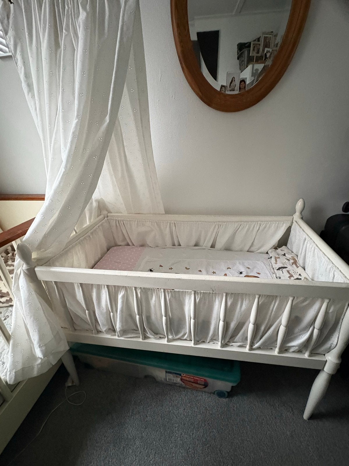 Wit houten wiegje met hemeltje, Kinderen en Baby's, Ophalen, Gebruikt, Wieg