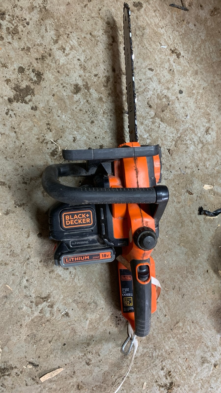 Black+Decker 18V Accu Kettingzaag 25cm - Gebruikt, Ophalen, Gebruikt, 70 mm of meer, Kettingzaag