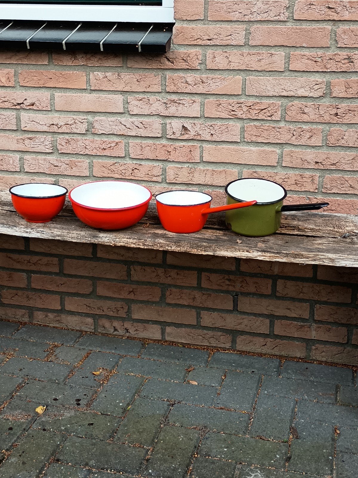 Emaille pannen en schalen set - waterdicht, Antiek en Kunst, Ophalen